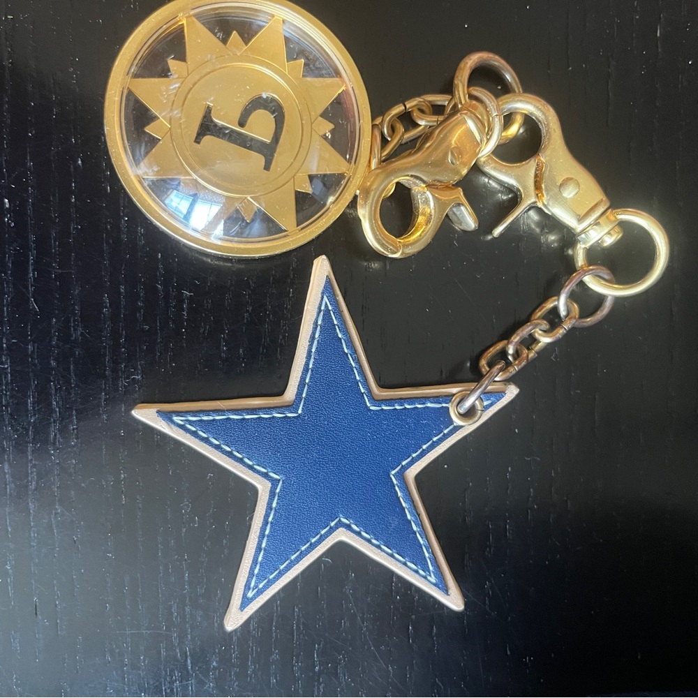 Parazul hand bag. Navy, tan. Scarf and charms